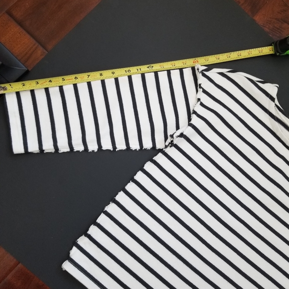 MADEWELL Striped Heavyweight Cotton Raw Edge 3/4 Sleeve Top - XS - Picture 6 of 8